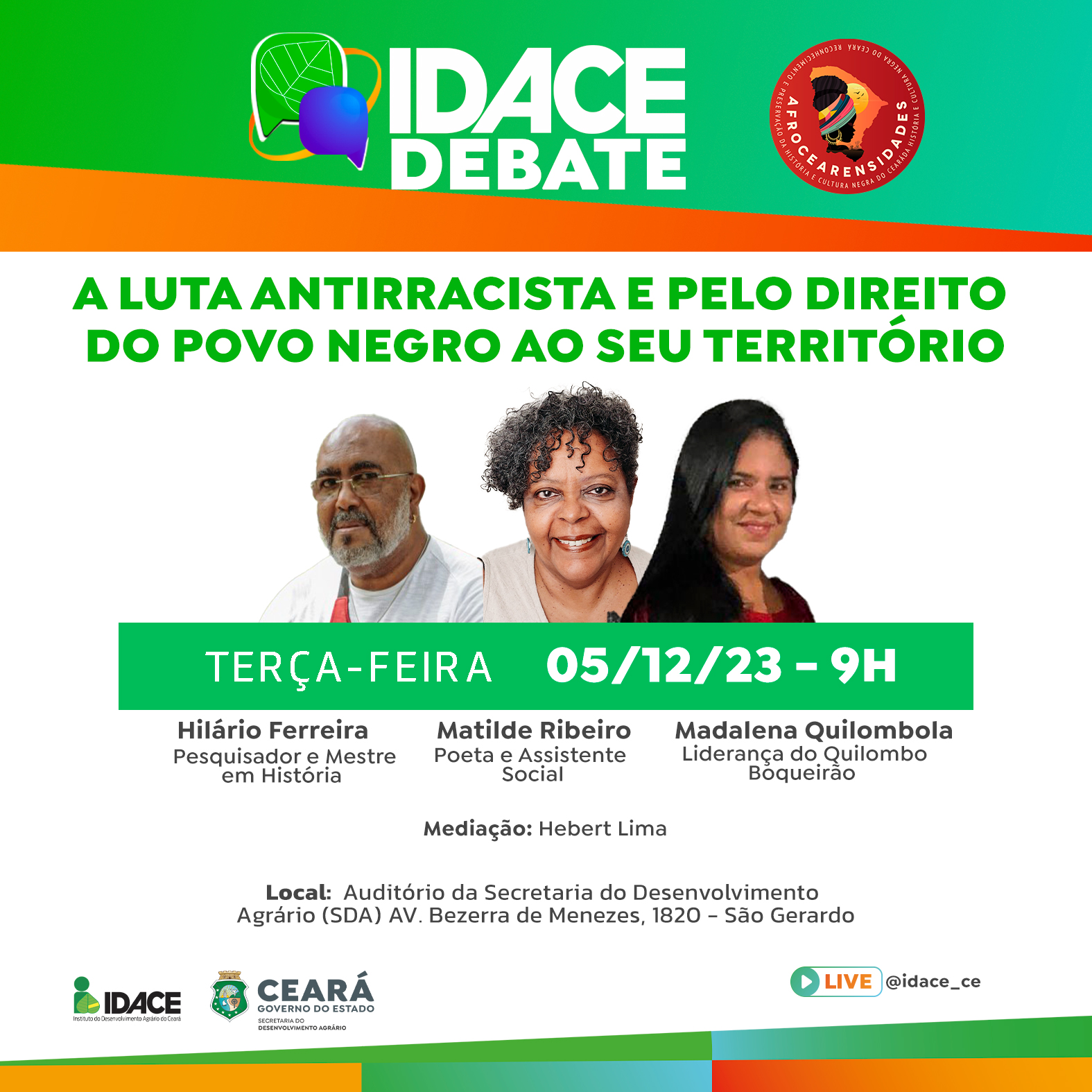 A luta antirracista será o tema do 8º Idace debate nesta terça-feira, 05/12
