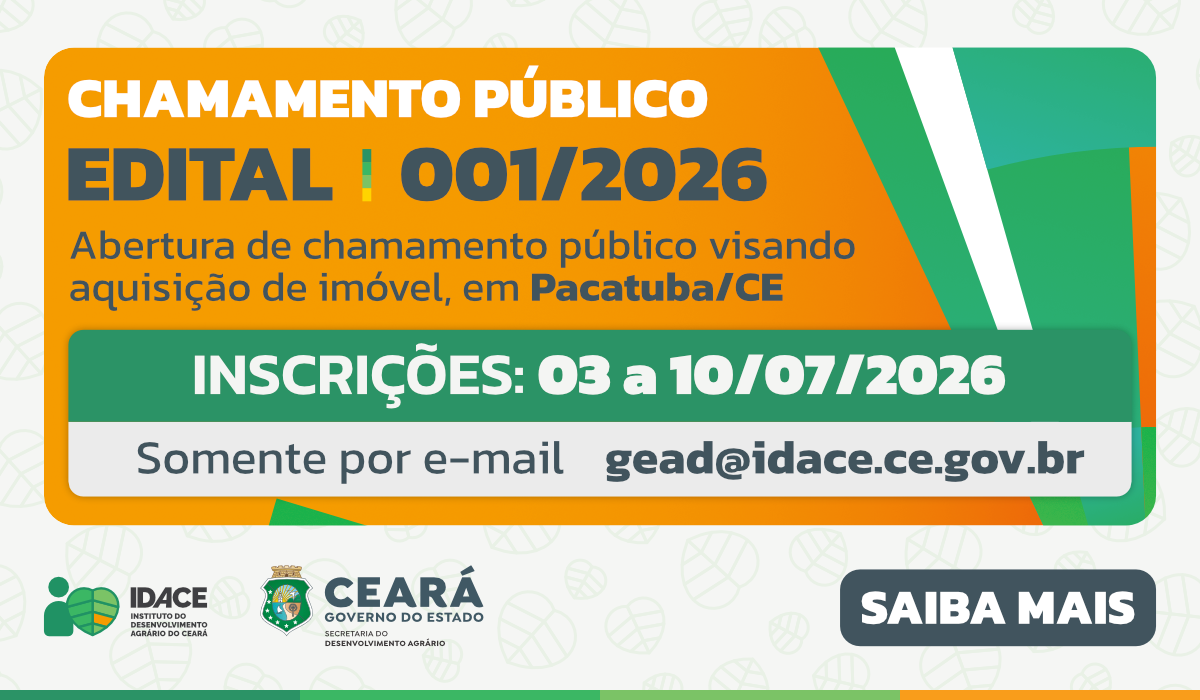 Chamamento público para aquisição de imóveis em Pacatuba – Confira EDITAL